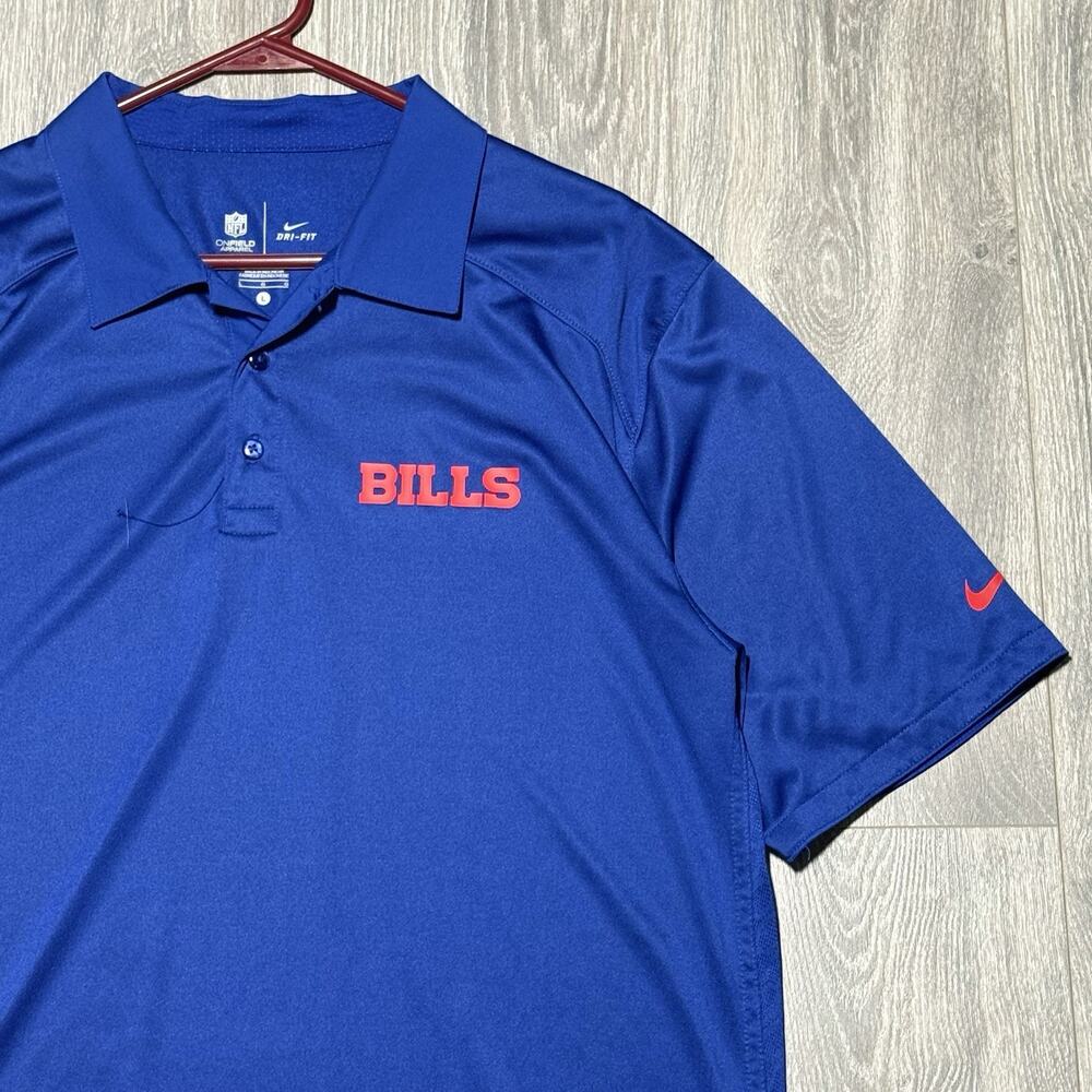 Nike Buffalo Bills Dri-Fit Polo Shirt Mens Large Blue Red Team Issue NFL Logo - Picture 2 of 10